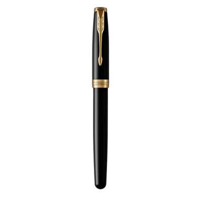 Parker Sonnet Fine Nib Rollerball Pen (Black with Gold Trim)(Black Ink) - Presented in a Gift Box