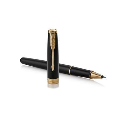 Parker Sonnet Fine Nib Rollerball Pen (Black with Gold Trim)(Black Ink) - Presented in a Gift Box