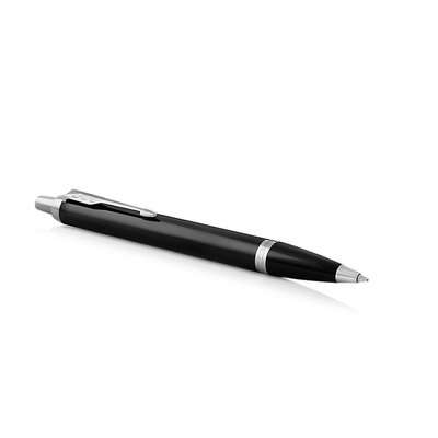 Parker IM Medium Nib Ballpoint Pen (Black Lacquer with Chrome Trim)(Blue Ink) - Presented in a Gift