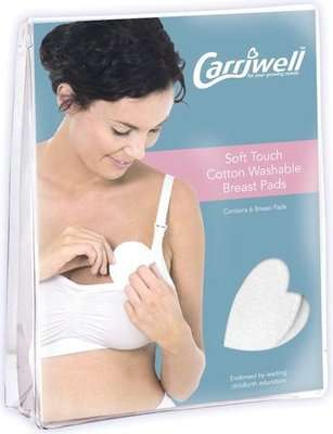 Carriwell Cotton Washable Breast Pads (6 Pack)(White)