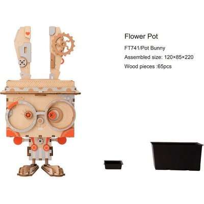 Robotime Rolife Wooden Flower Pot - Bunny (65 Pieces)