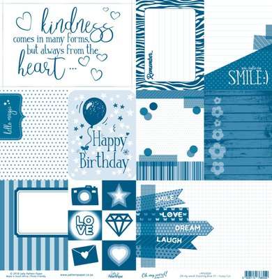 Lady Pattern Paper Oh my word! Collection Paper Die Cut Fussy Cut Sheet (Dazzling Blue Design)