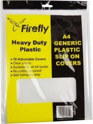 Firefly A4 Heavy Duty Slip-On Plastic Book Covers (75Micron)(10 Pack)