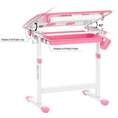 My Desk Ergonomic Study Desk & Chair with Paper Roll (Pink)