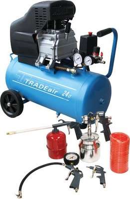 TradeAir 24L Lubricated Direct Drive Compressor With 5Pc Air Tool (1.1kW )( 1.5HP)
