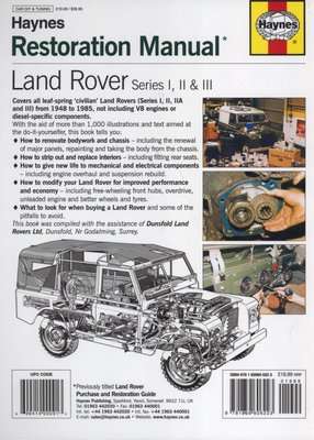 Land Rover Series I, II and III Restoration Manual (Hardcover, New edition)