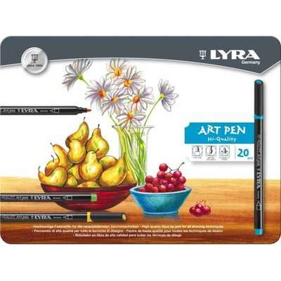 Lyra HI Quality Fine Arts Felt-Tip Pens (Metal Box of 20 Pack)