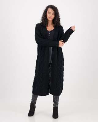Brave Soul Organza Chunky Cardigan (Black)(M)