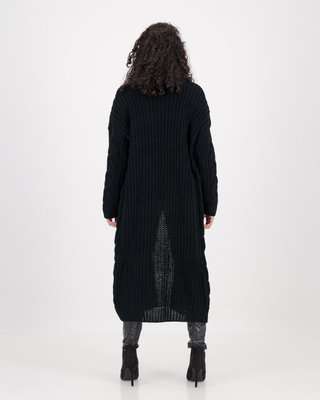 Brave Soul Organza Chunky Cardigan (Black)(M)