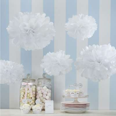 Vintage Lace - Pom Pom's White (Pack of 5)