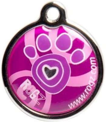 Rogz ID Tagz Small 20mm Metal Tag (Pink Paw Design)