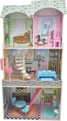 Doll House 3 Level With Spiral Staircase & Furniture