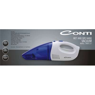 Conti Wet and Dry Hand-Held Rechargeable Vacuum (Blue & White)