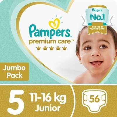 Pampers Premium Care Disposable Nappies (Size 5)(56's)(Jumbo Pack)