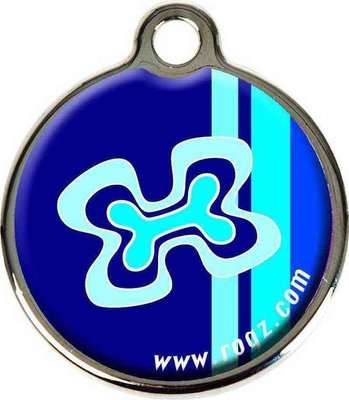 Rogz ID Tagz Metal Tag - Small 20mm (Indigo Bone Design)