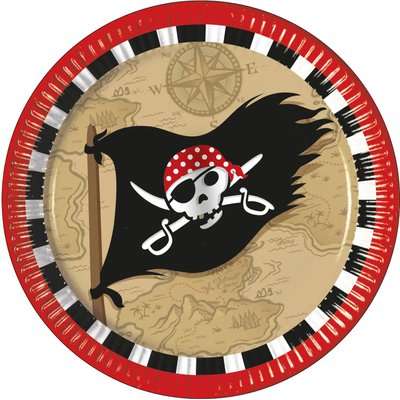 Pirate's Treasure Map - 8 Paper Plates (23 cm)