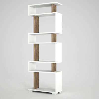 Homemark Armoire's Blok Bookcase (White and Walnut)