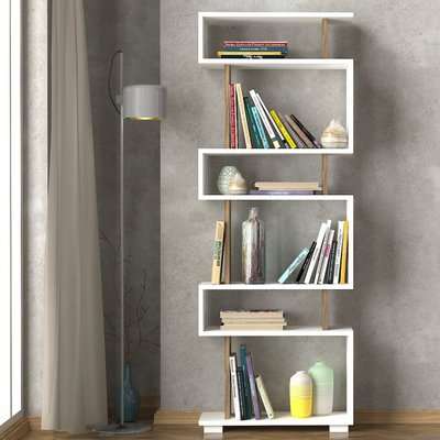Homemark Armoire's Blok Bookcase (White and Walnut)