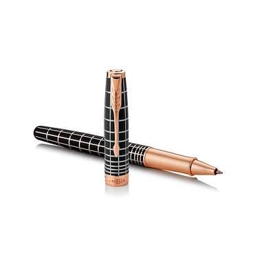 Parker Sonnet Fine Nib Rollerball Pen (Brown with Rose Gold Trim)(Black Ink) - Presented in a Gift B