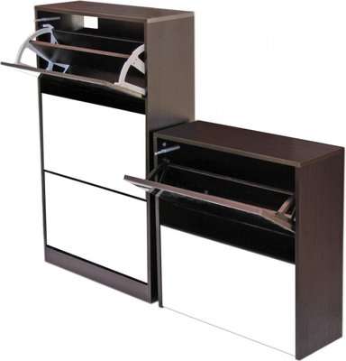 Fine Living -  3+2 Tier Mirror Shoe Cabinet (Wenge)