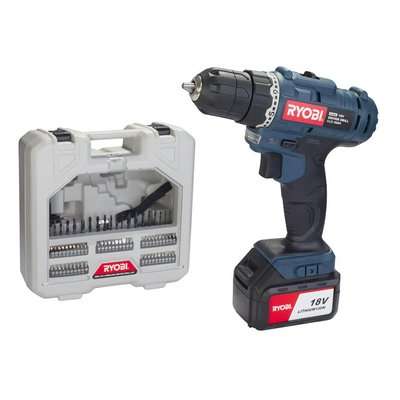 Ryobi Li-Ion Cordless Driver Drill Kit (18V) (Battery Included)