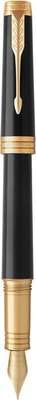 Parker Premier Fine Nib Fountain Pen (Deep Black Lacquer with Gold Trim)(Black Ink) - Presented in a