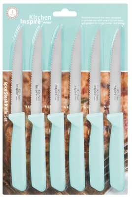 Kitchen Inspire 6-Piece Steak Knife Set (Blue)