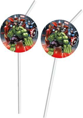 Avengers Power - 6 Medallion Flexi Drinking Straws