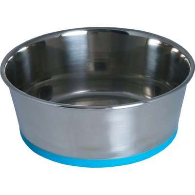 Rogz Stainless Steel Slurp Dog Bowl - Large 1700ml (Blue Base)