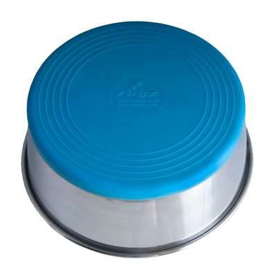 Rogz Stainless Steel Slurp Dog Bowl - Large 1700ml (Blue Base)