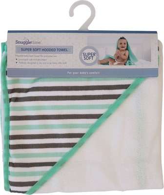 Snuggletime Supersoft Hooded Microfibre Towel (Teal Stripe)