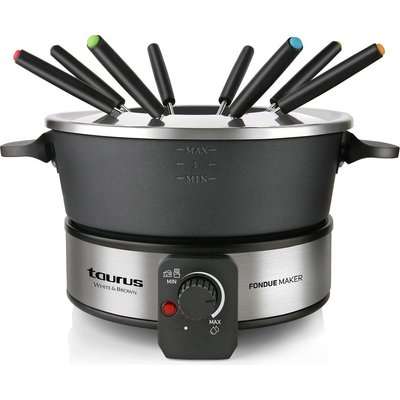Taurus White & Brown - Aluminium Fondue Set with 8 Skewers (2L)(1000W)(Black)