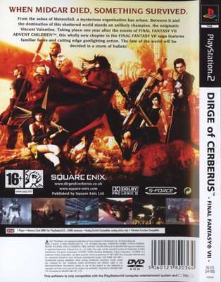 Final Fantasy VII: Dirge of Cerberus (PlayStation 2, Blu-ray disc)