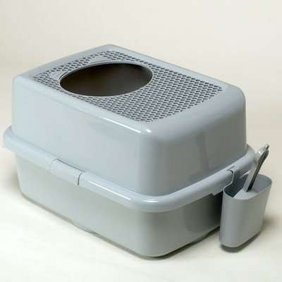 zaHop-in Cat Litter Box (Grey) - Top entry, spacious litter box, ideal for Cat's Best litter