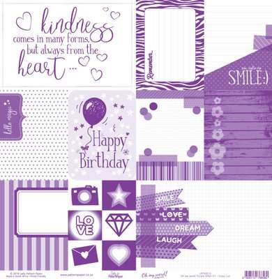 Lady Pattern Paper Oh my word! Collection Paper Die Cut Fussy Cut Sheet (Purple Affair Design)