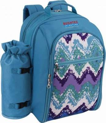 Bushtec Picnic Backpack with Stainless Steel Flatware & Goblets (6 Person)