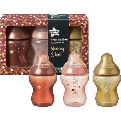 Tommee Tippee Closer To Nature Baby Bottle (3-Pack)(260ml)(Morning Skies)(0 Months +)