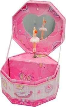 Octangle Shape Musical Jewellery Box (Pink)