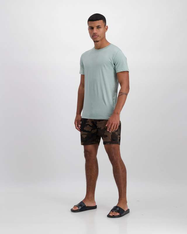 Brave Soul Camo Print Shorts - Khaki Camo (S)