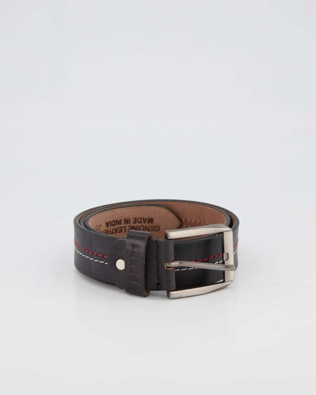 Bossi Stitched Leather Belt - Black (42)