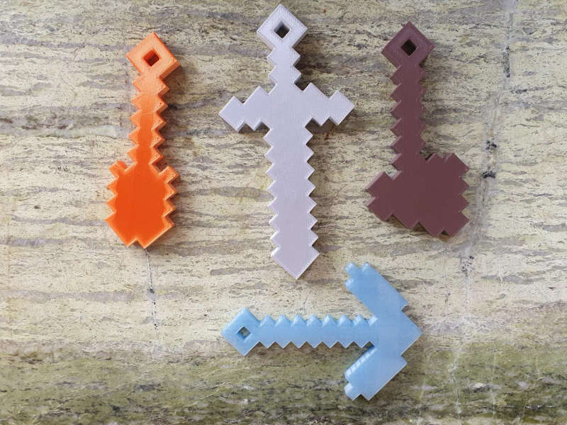 Minecraft Tools Keychain - 3D Printed