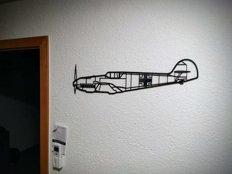 BF109 Aircraft Silhouette Wall Art - 3D Printed