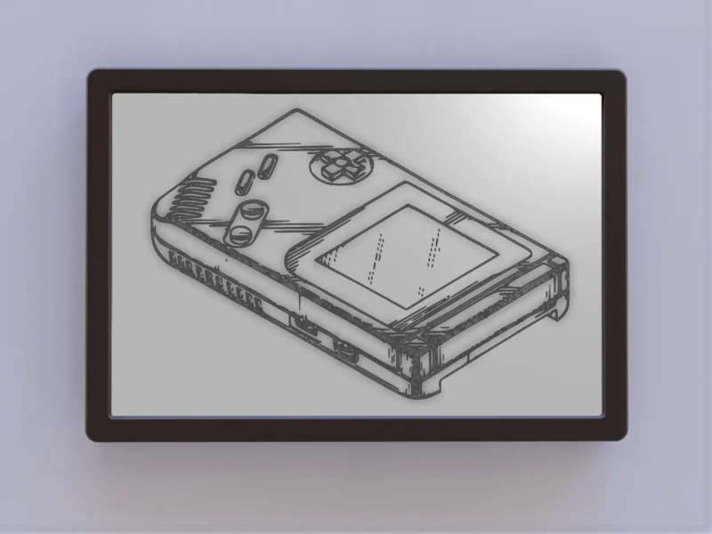 Game Boy Front Framed Patent Art - 3D Printed