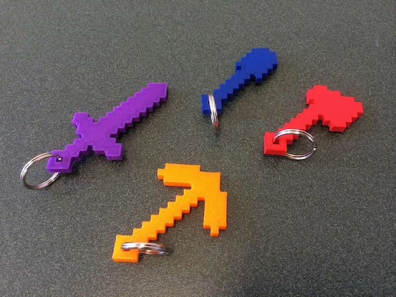 Minecraft Tools Keychain - 3D Printed