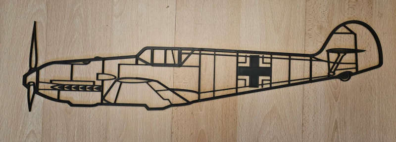 BF109 Aircraft Silhouette Wall Art - 3D Printed