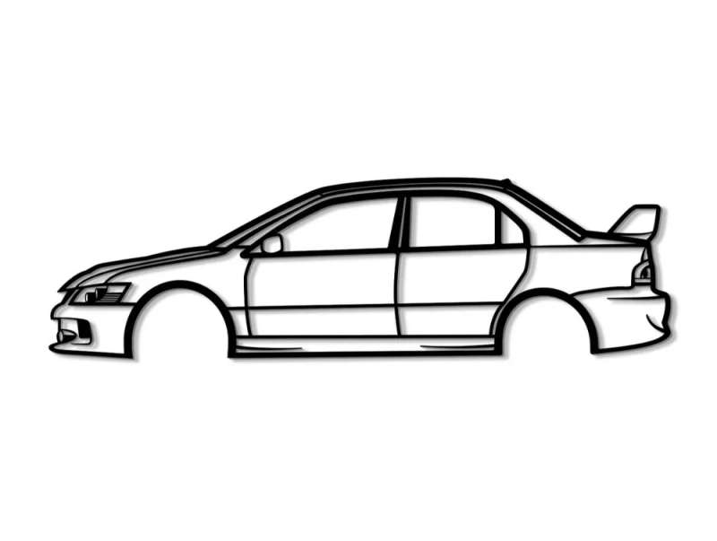 Mitsubishi lancer EVO Silhouette Wall Art - 3D Printed