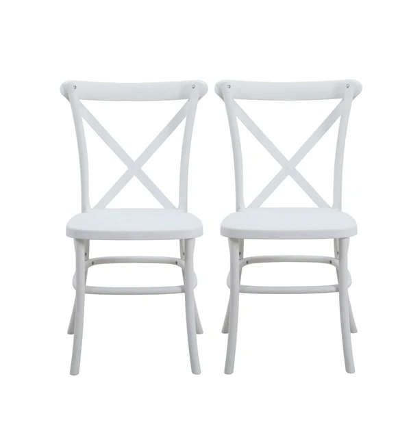 Classic Cross Back Dining Chair - 2 Pack - White