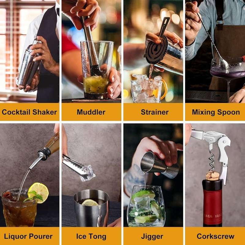 12 - Piece Stainless Steel Cocktail Shaker Bar Set