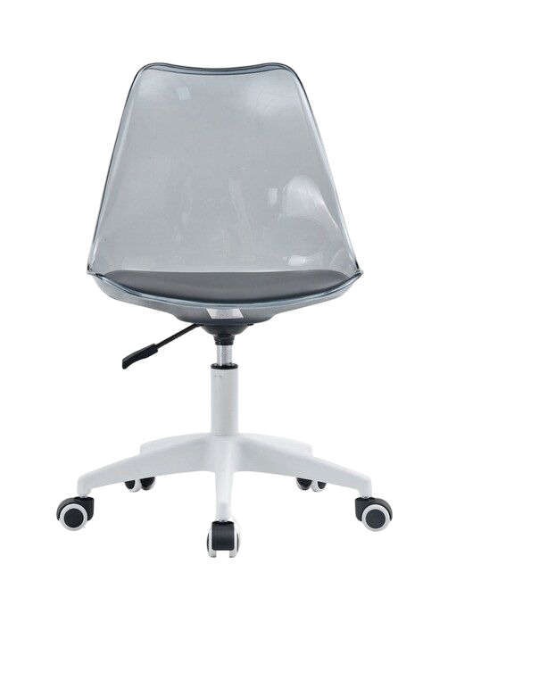 Transparent Office Chair with Colored Seat Pad -  Grey
