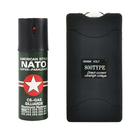 Stun Gun - 800 Type + Pepper Spray - 110ml